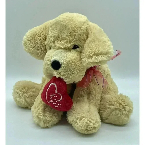Best Made Toys “KISS” Puppy Dog Plush Tan‎ Heart Soft Fluffy 9” See Notes - Picture 1 of 6